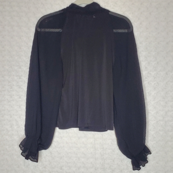 Black Sheer Tie Neck Blouse - Picture 5 of 5